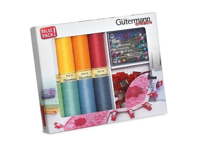 Sada šicích nití PES Gütermann (8x100m) + klipsy a špendlíky