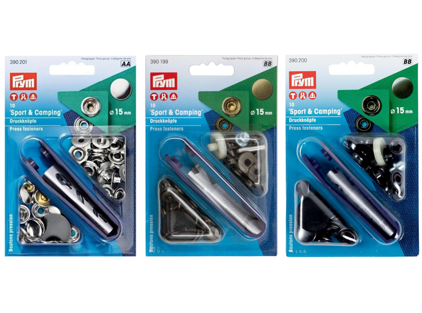 Gombík stláčací SPORT & CAMPING 15mm s aplikátorom - PRYM