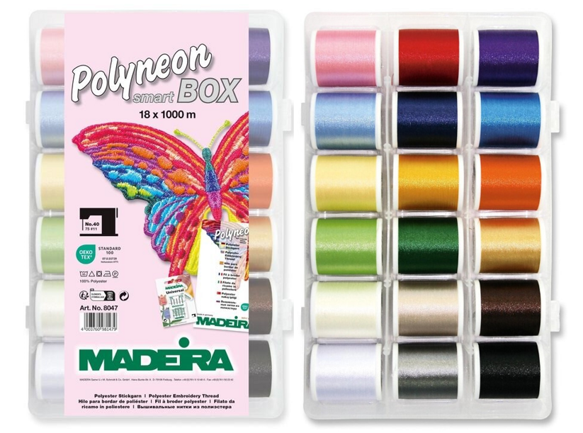 Vyšívacie nite PES Madeira Polyneon 40 Smartbox (18x1000m)