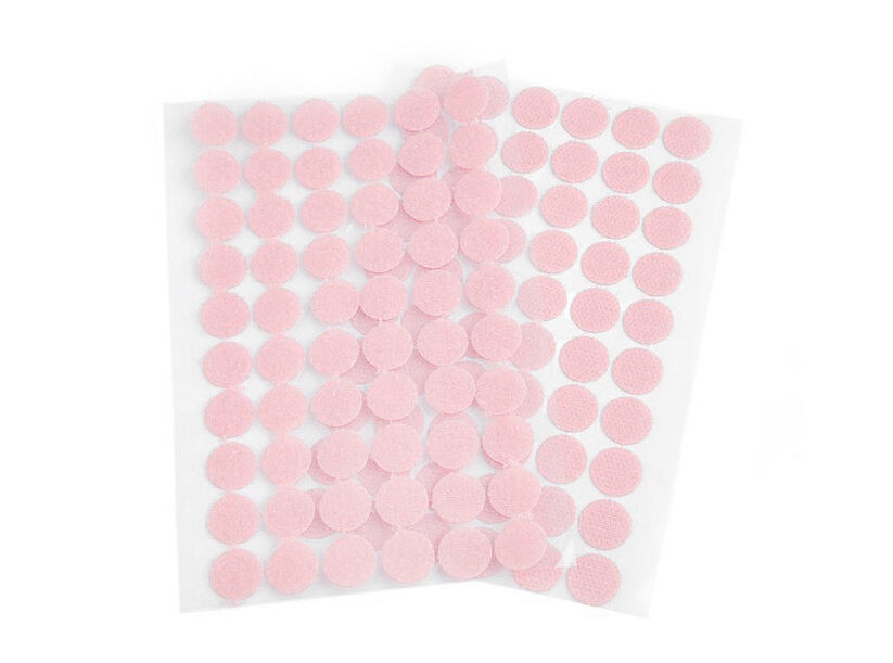 Suchý zip samolepící kolečka průměr 15mm - růžová