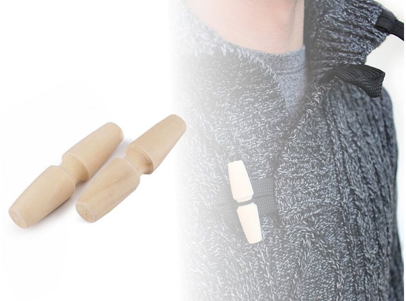 Dřevěný knoflík oliva (15x60 mm) - přírodní (10 ks)