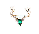 Brošňa jeleň - zlatý s kamienkami