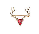 Brošňa jeleň - zlatý s kamienkami
