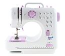 Šicí stroj Lučnik mini s výběrem 12 typů stehů, otočným ovladačem pro nastavení stehu, držadlem pro přenášení a integrovanou centimetrovou měrkou.