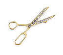 Brošňa nožnice s brúsenými kamienkami - zlaté