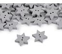 Drevený dekoračný gombík hviezda - šedý (10ks)