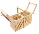 Kazeta - košík na šijacie potreby drevený s látkou - svetlý - PRYM
